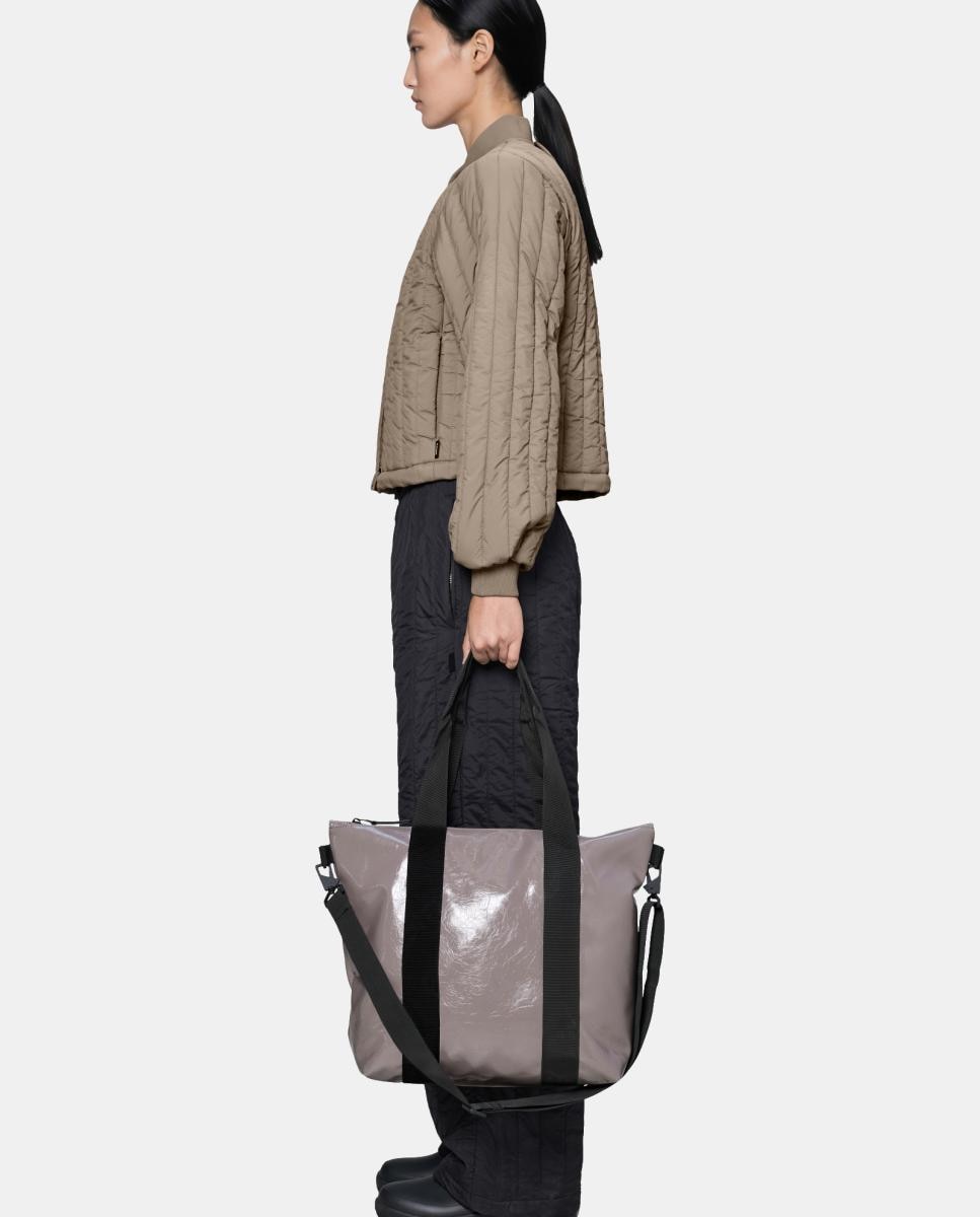 Mala Tipo Tote Mini Impermeável Cinzento-3