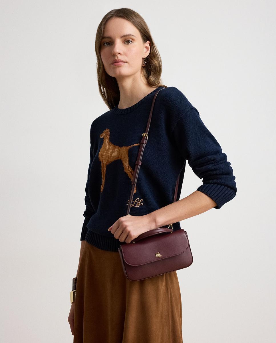Bandolera pequeña de piel. - Lauren Ralph Lauren - Granate Granate-7