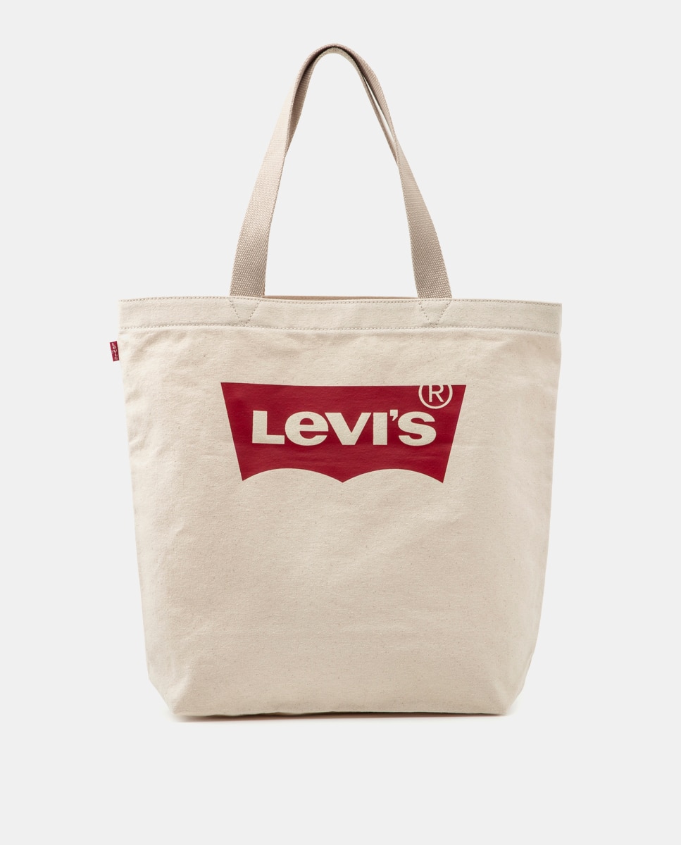 Mala Tote de algodão branca com pormenor da marca Branco-1