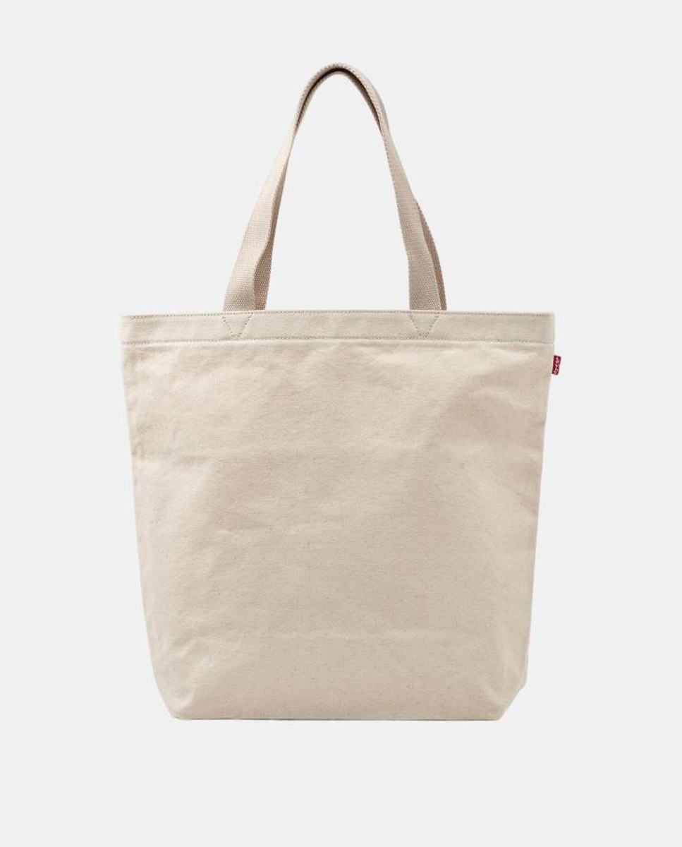 Mala Tote de algodão branca com pormenor da marca Branco-2