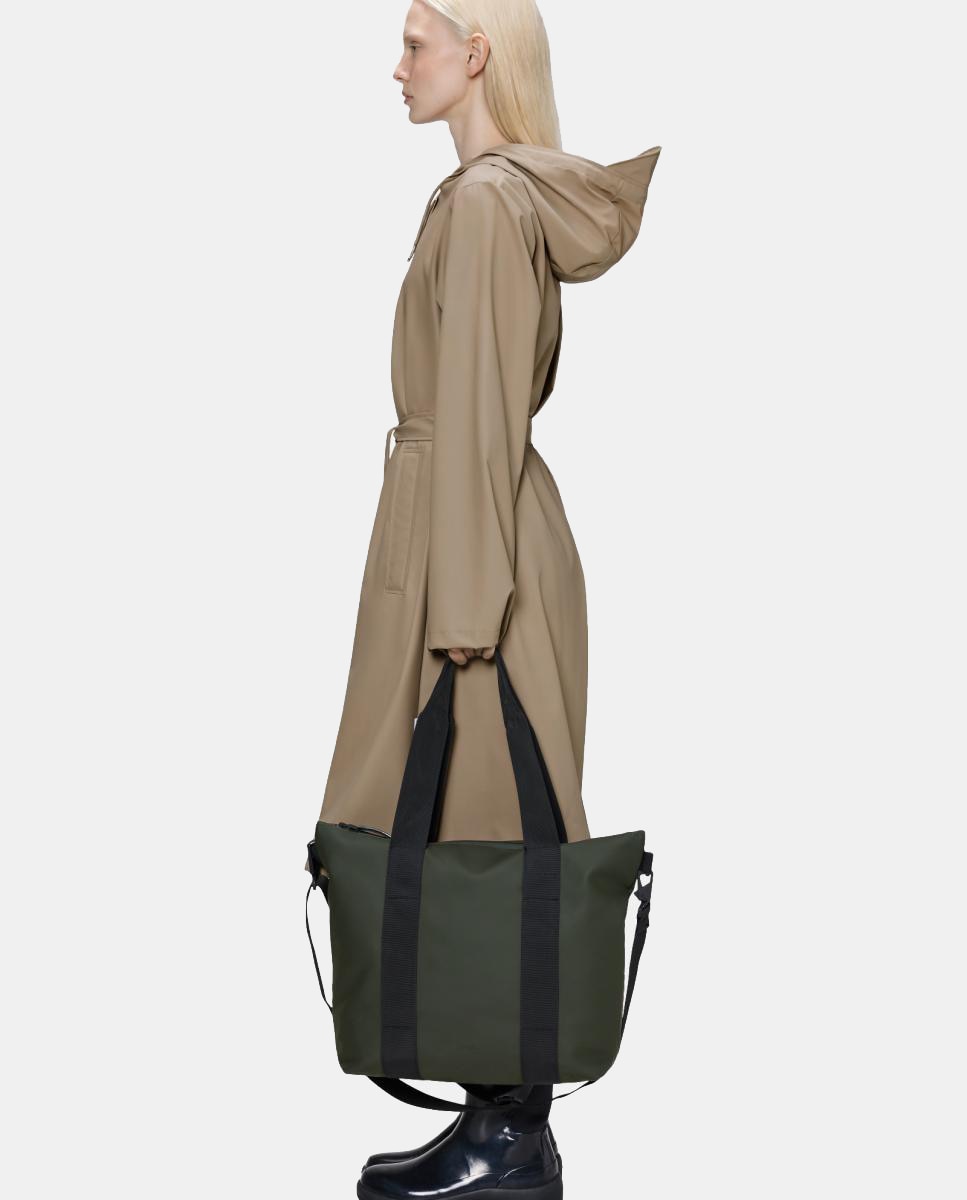 Mala Tipo Tote Mini Resistente à Água com Alça de Tiracolo Amovível - Verde-Escuro Verde-escuro-2