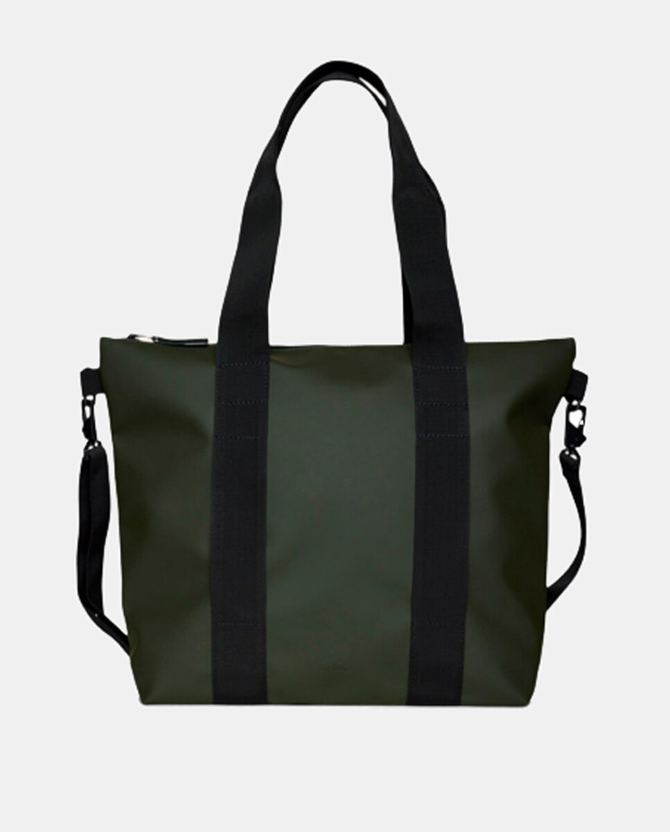 Mala Tipo Tote Mini Resistente à Água com Alça de Tiracolo Amovível - Verde-Escuro Verde-escuro-5