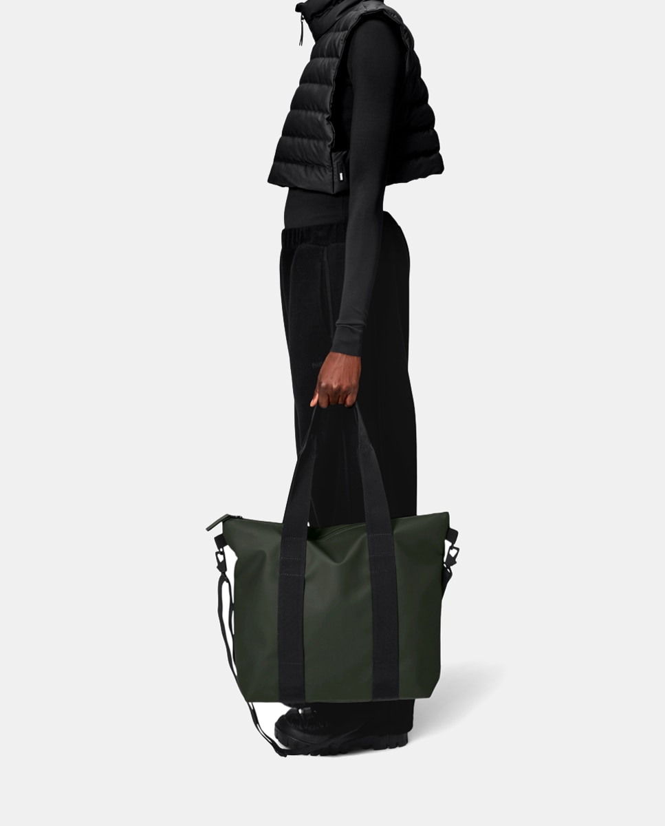 Mala Tipo Tote Mini Resistente à Água com Alça de Tiracolo Amovível - Verde-Escuro Verde-escuro-6