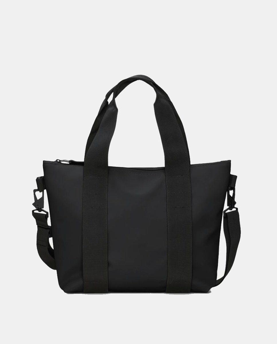 Rains - Tote pequeño Mico negro resistente al agua con bandolera extraíble.