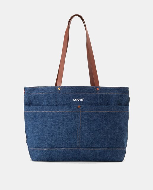 Imagem 0 de Mala Tipo Tote em Lona com Detalhes em Pele