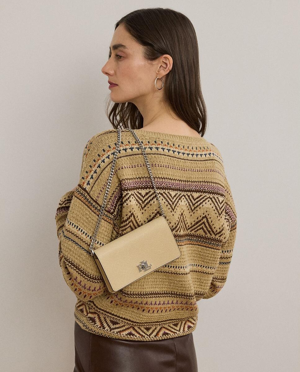 Mala a Tiracolo em Pele com Aba Bege-7