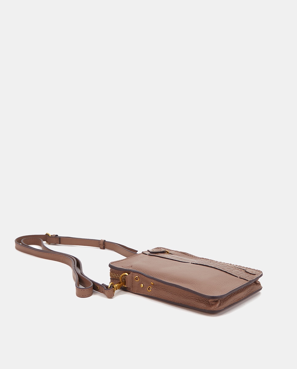 Mala para Telemóvel Freedom em Pele Taupe-4