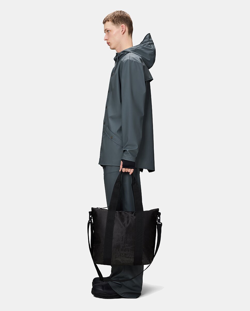 Mala Tipo Tote Mini Resistente à Água com Alça de Tiracolo Amovível - Preto Preto-3