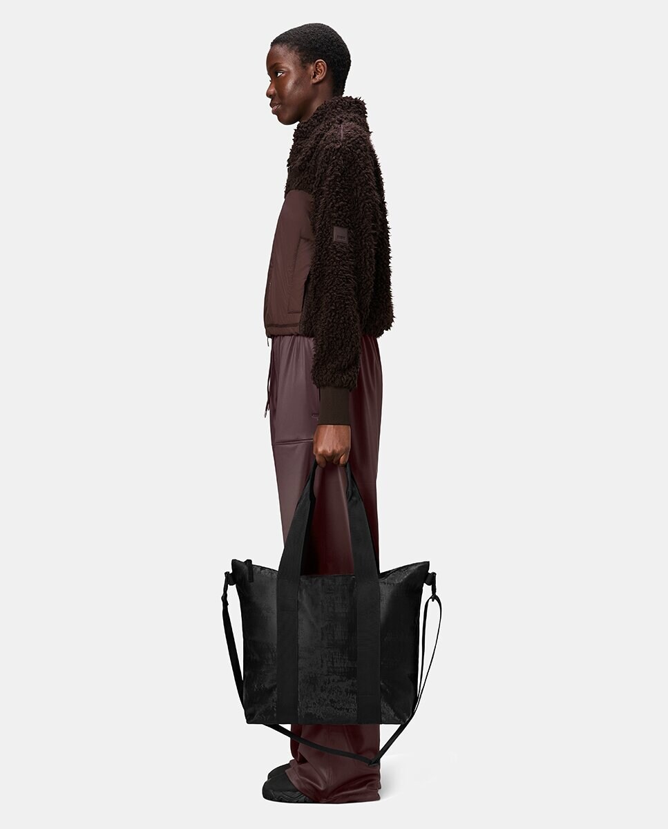 Mala Tipo Tote Mini Resistente à Água com Alça de Tiracolo Amovível - Preto Preto-4