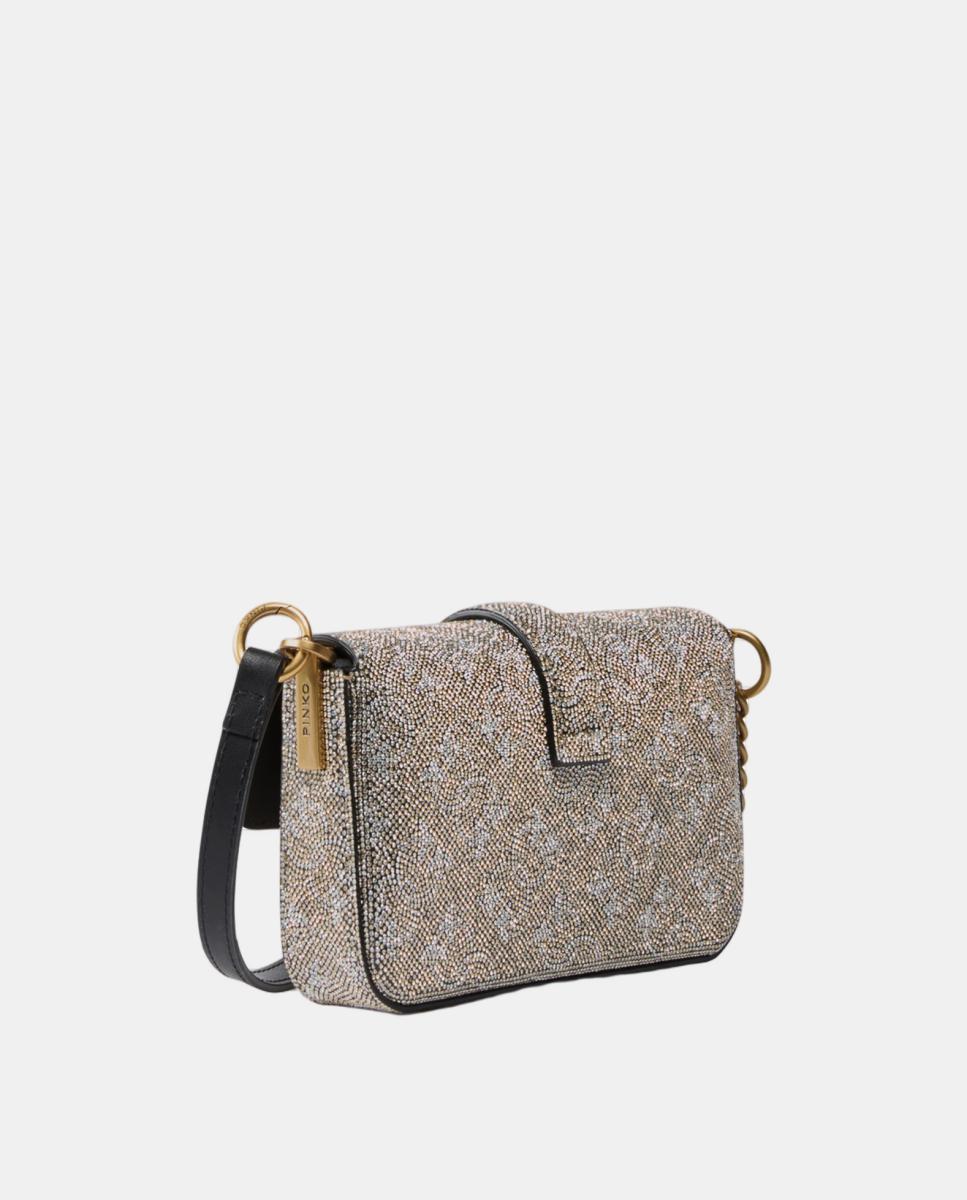 Mala Love One Slouchy Monogram Pequena com Brilho Ouro-2