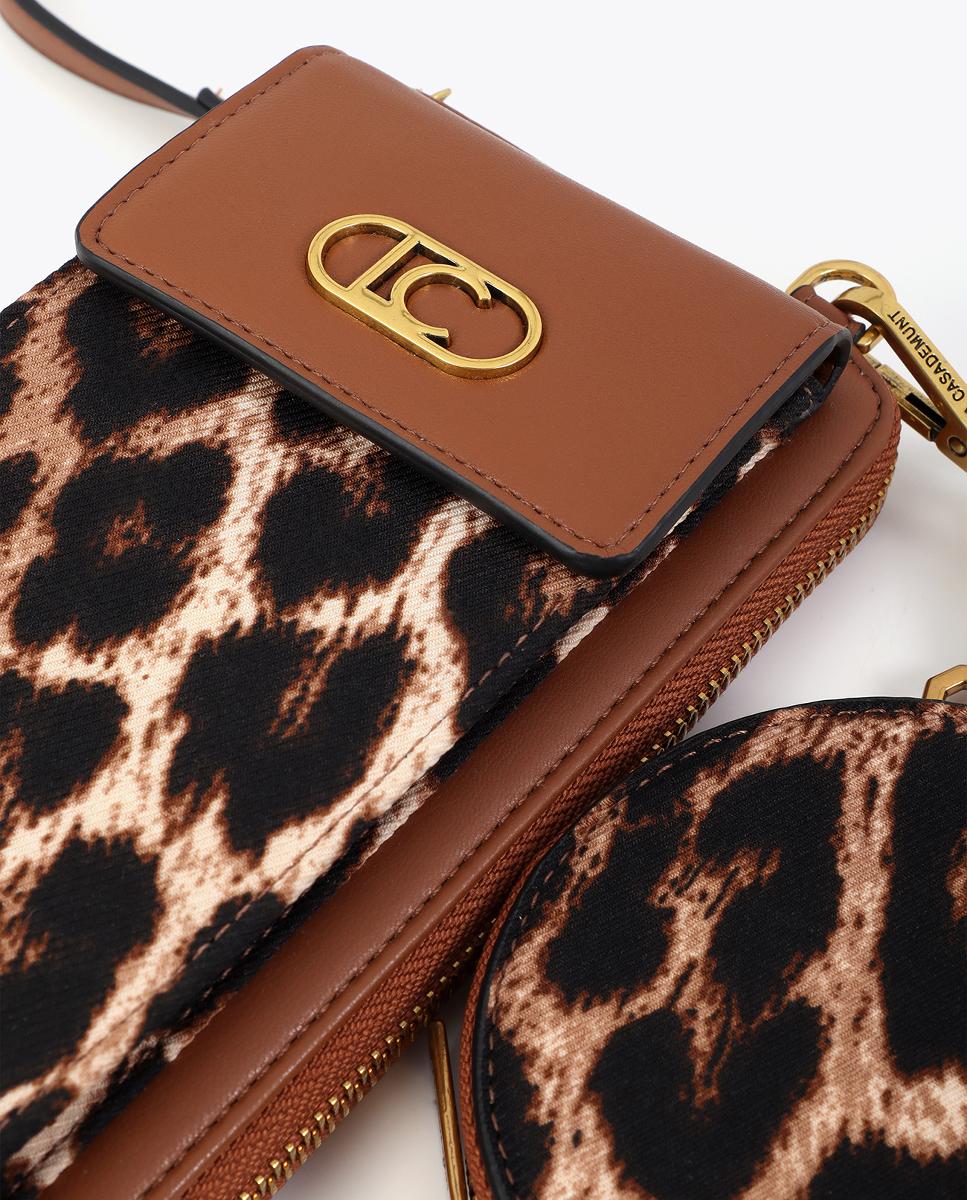 Mala para Telemóvel com Animal Print Castanho-escuro-4