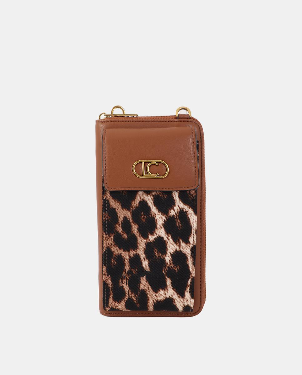 Mala para Telemóvel com Animal Print Castanho-escuro-8