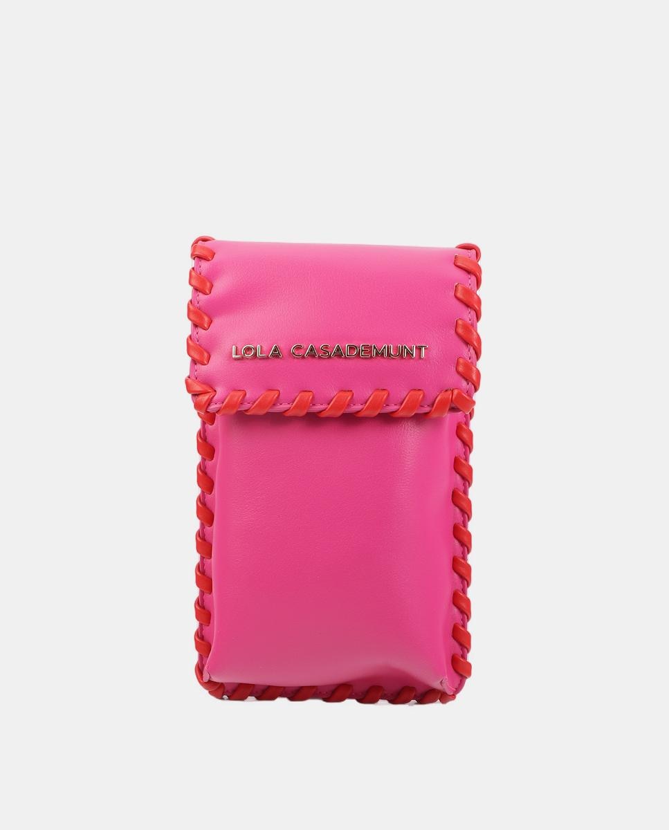 Bolsa para Telemóvel com Acabamentos em Contraste Rosa-2