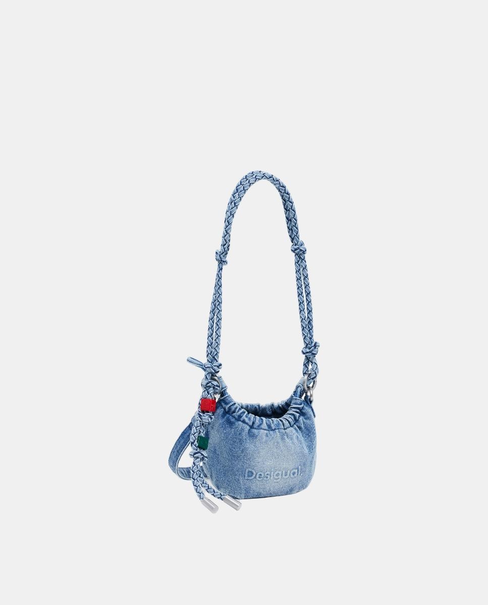 Porta-Moedas Grande com Alça de Tiracolo e Logótipo Azul-claro-2