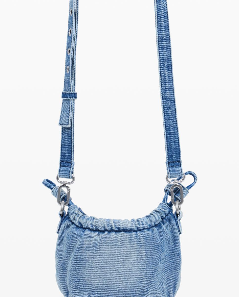 Porta-Moedas Grande com Alça de Tiracolo e Logótipo Azul-claro-3