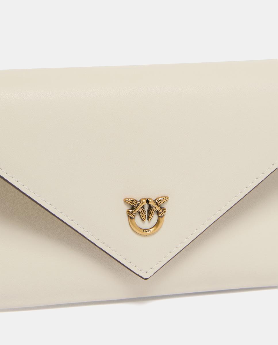 Imagen 3 de Pequeña bolsa de cuero liso para samuffins con el logo de los Pájaros Enamorados - Pinko - Blanco Blanco