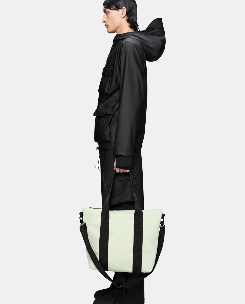 Mala Tipo Tote Mini Resistente à Água com Alça de Tiracolo Amovível - Preto Verde-claro-3