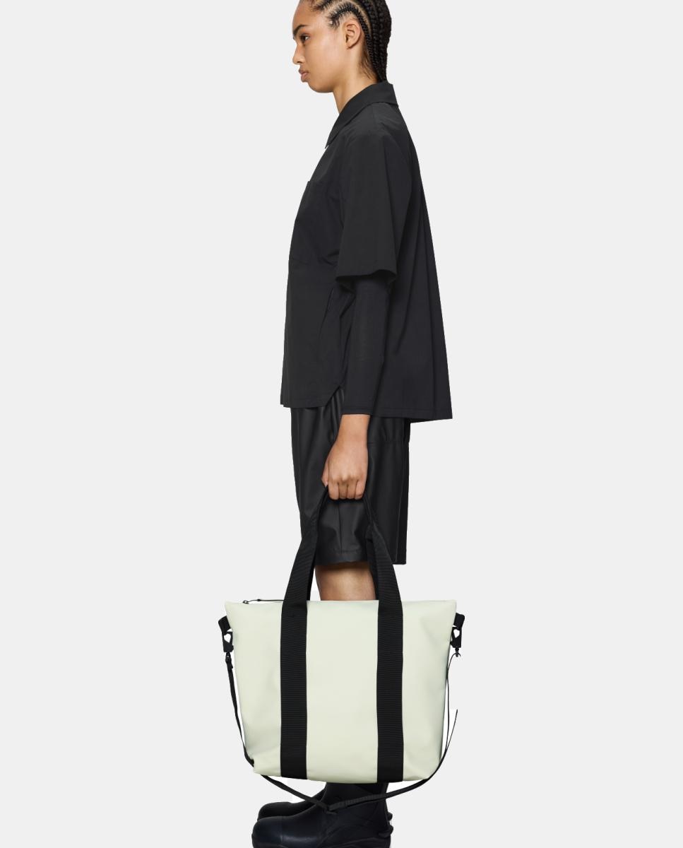 Mala Tipo Tote Mini Resistente à Água com Alça de Tiracolo Amovível - Preto Verde-claro-4