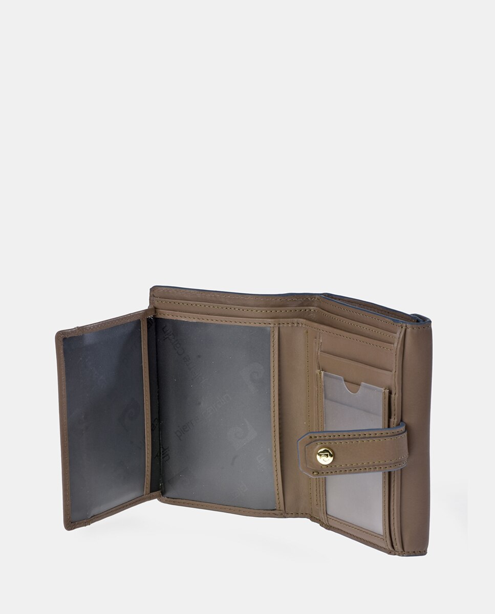Porta-Moedas em Pele com Secção para Notas - Preto Taupe-2