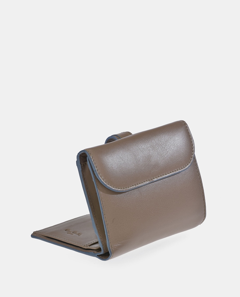 Porta-Moedas em Pele com Secção para Notas - Preto Taupe-4