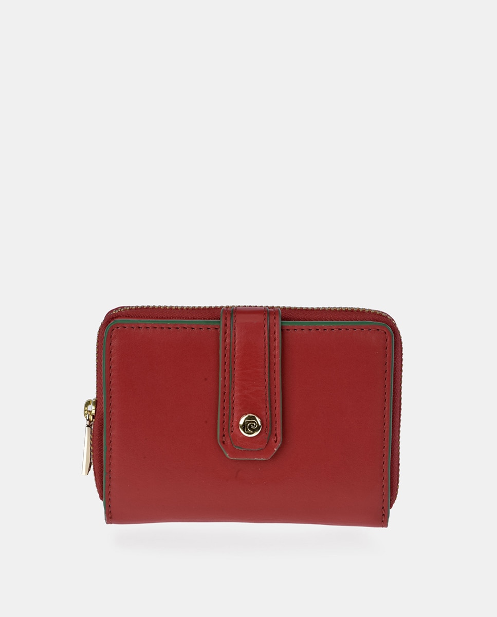 Porta-Moedas em Pele com Secção para Notas - Preto Vermelho-1