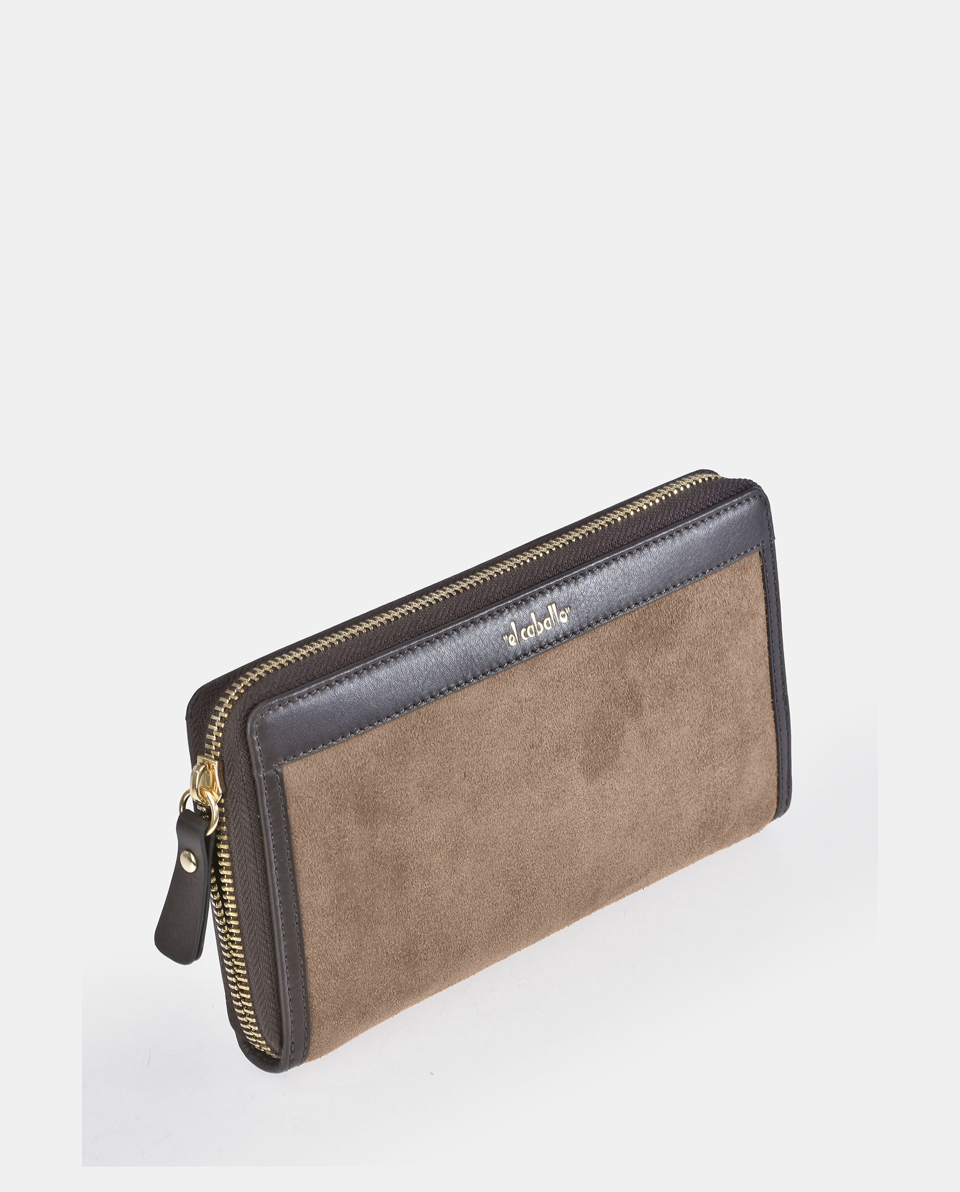 Porta-Moedas Grande com Secção para Notas e Fecho de Correr - Fumé/Tabaco Castanho-2