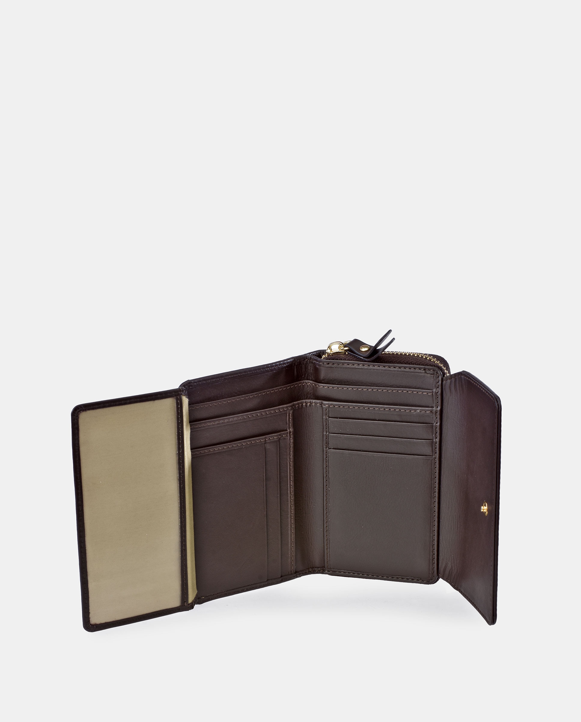 Porta-Moedas Médio com Secção para Notas e Aba - Fumé/Tabaco Castanho-3