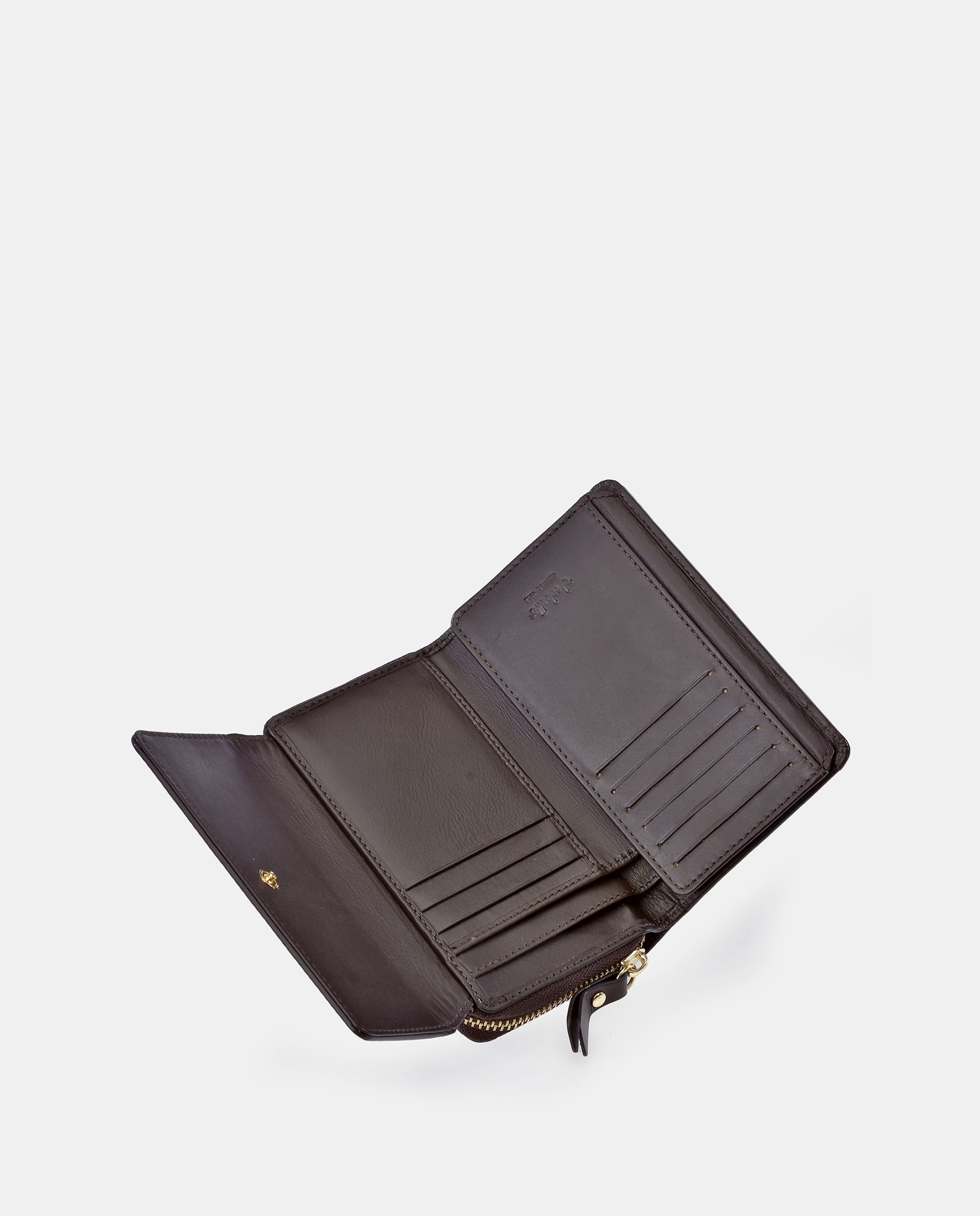 Porta-Moedas Médio com Secção para Notas e Aba - Fumé/Tabaco Castanho-4
