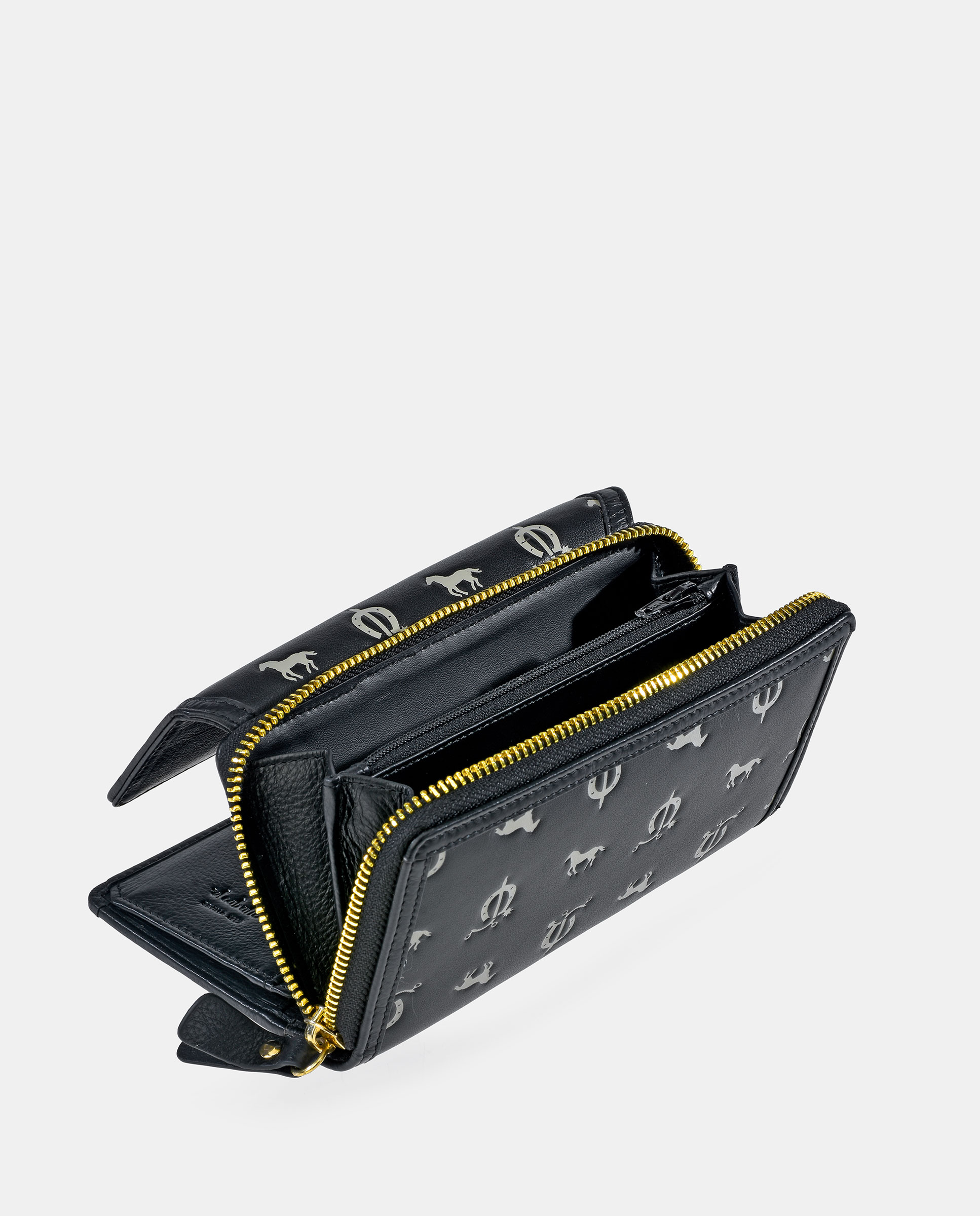Porta-Moedas em Vaqueta e Lona com Secção para Notas e Aba - Cor de Tijolo Preto-3