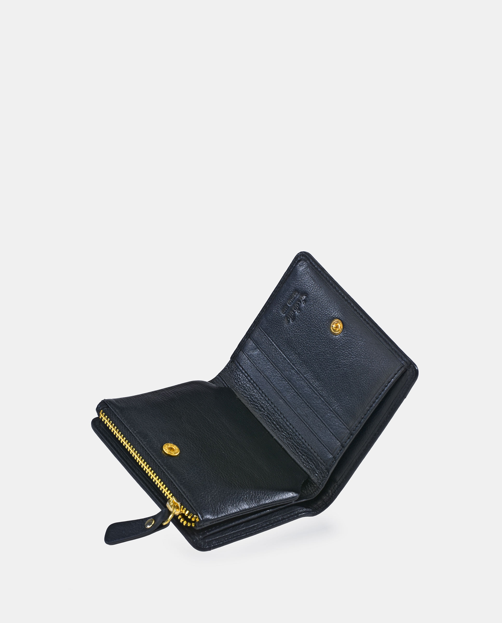 Porta-Moedas Compacto em Vaqueta e Lona com Secção para Notas - Cor de Tijolo Preto-4