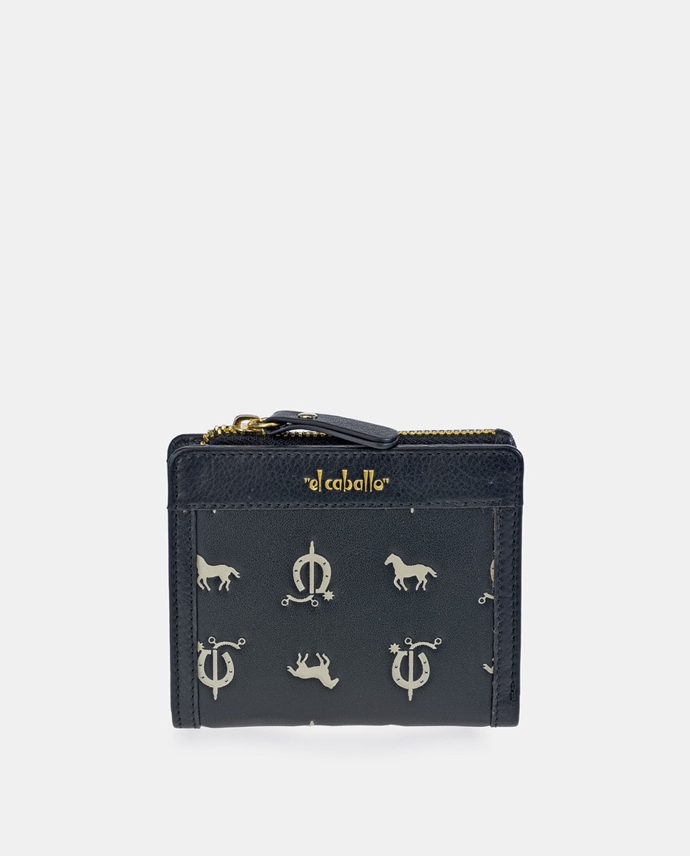 Porta-Moedas Compacto em Vaqueta e Lona com Secção para Notas - Cor de Tijolo Preto-5