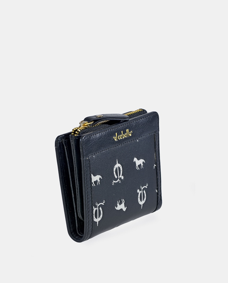 Porta-Moedas Compacto em Vaqueta e Lona com Secção para Notas - Cor de Tijolo Preto-6