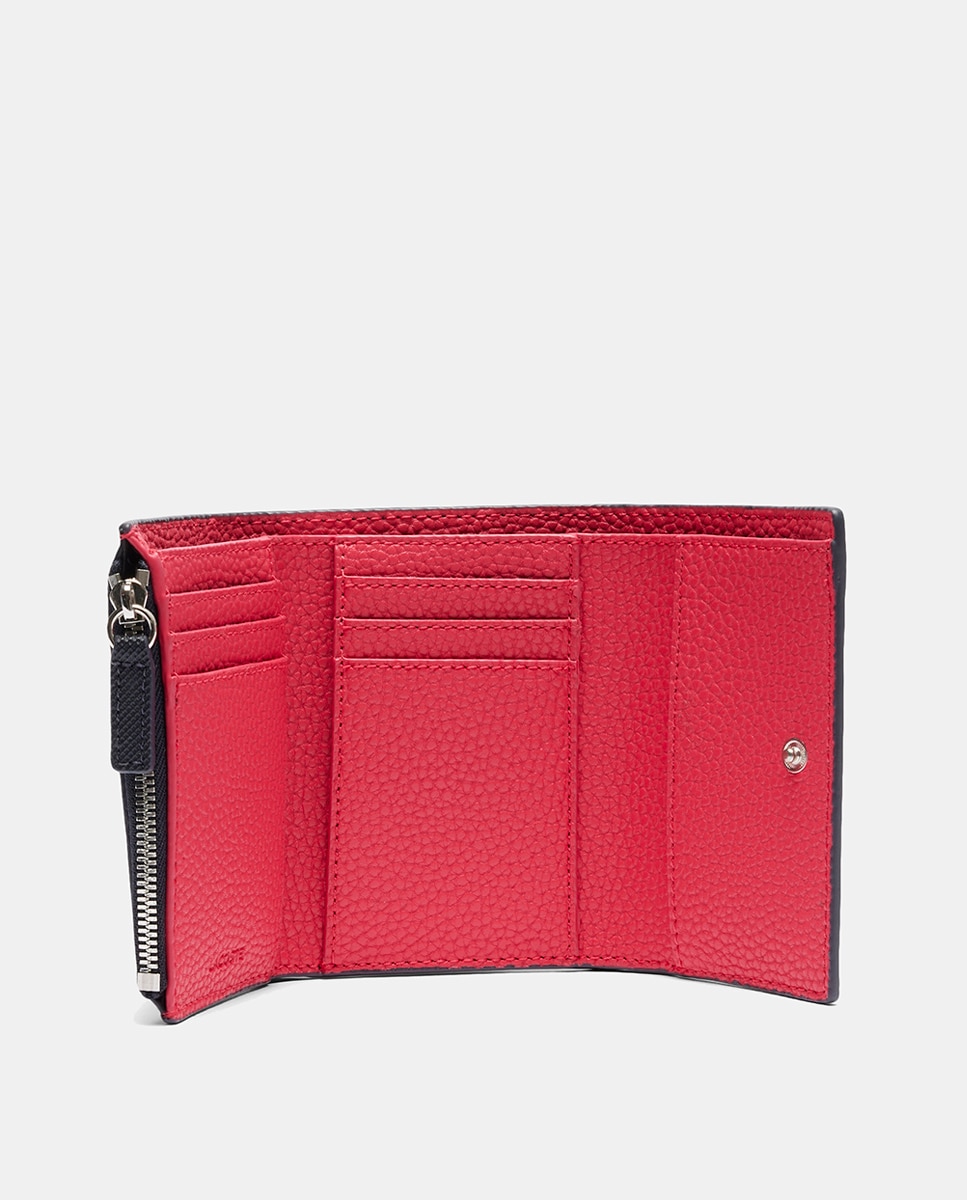 Carteira grande preta com fecho-éclair Azul-marinho-2