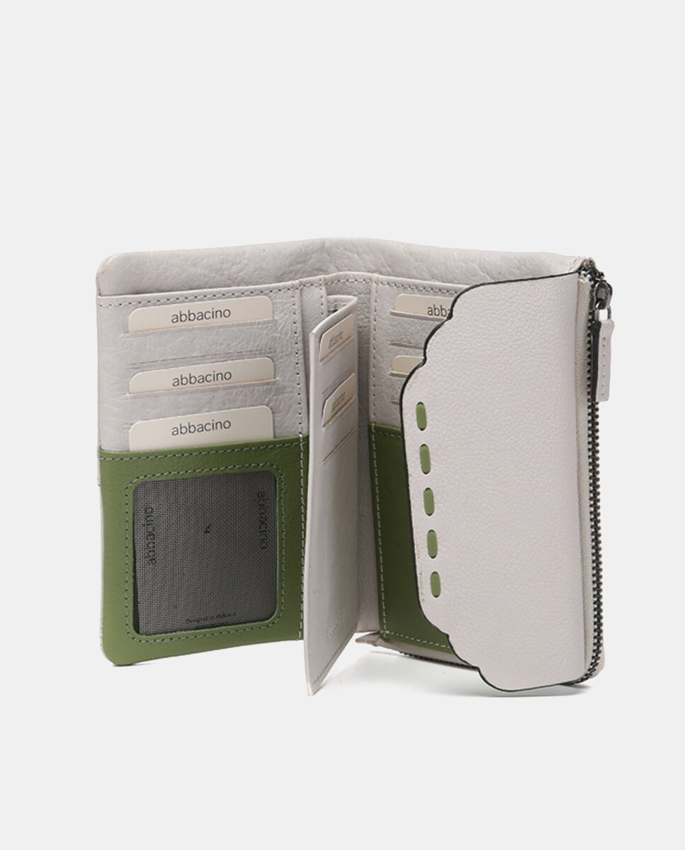 Carteira Média Oceans Diary em Pele com Aba - Bege Bege-5