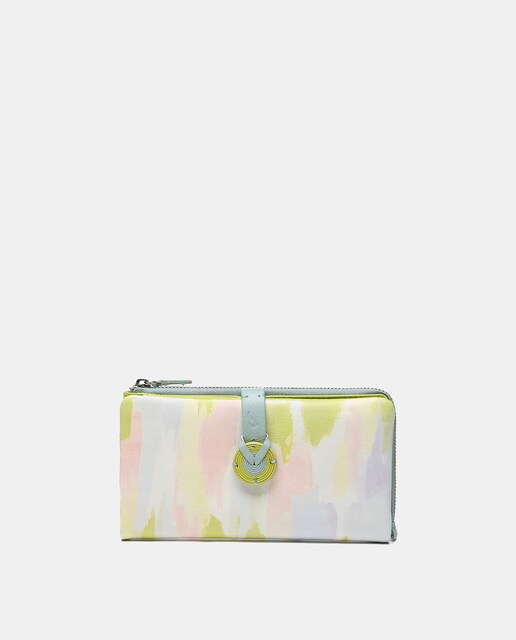 Imagen 0 de Cartera grande Oceans Diary en piel con estampado en tonos verdes