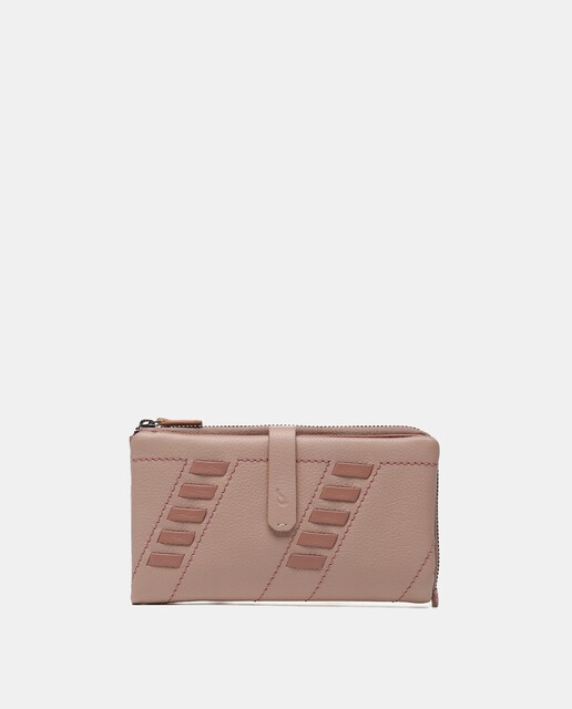 Imagem 0 de Carteira Grande Oceans Diary com Detalhes Passados em Pele - Rosa