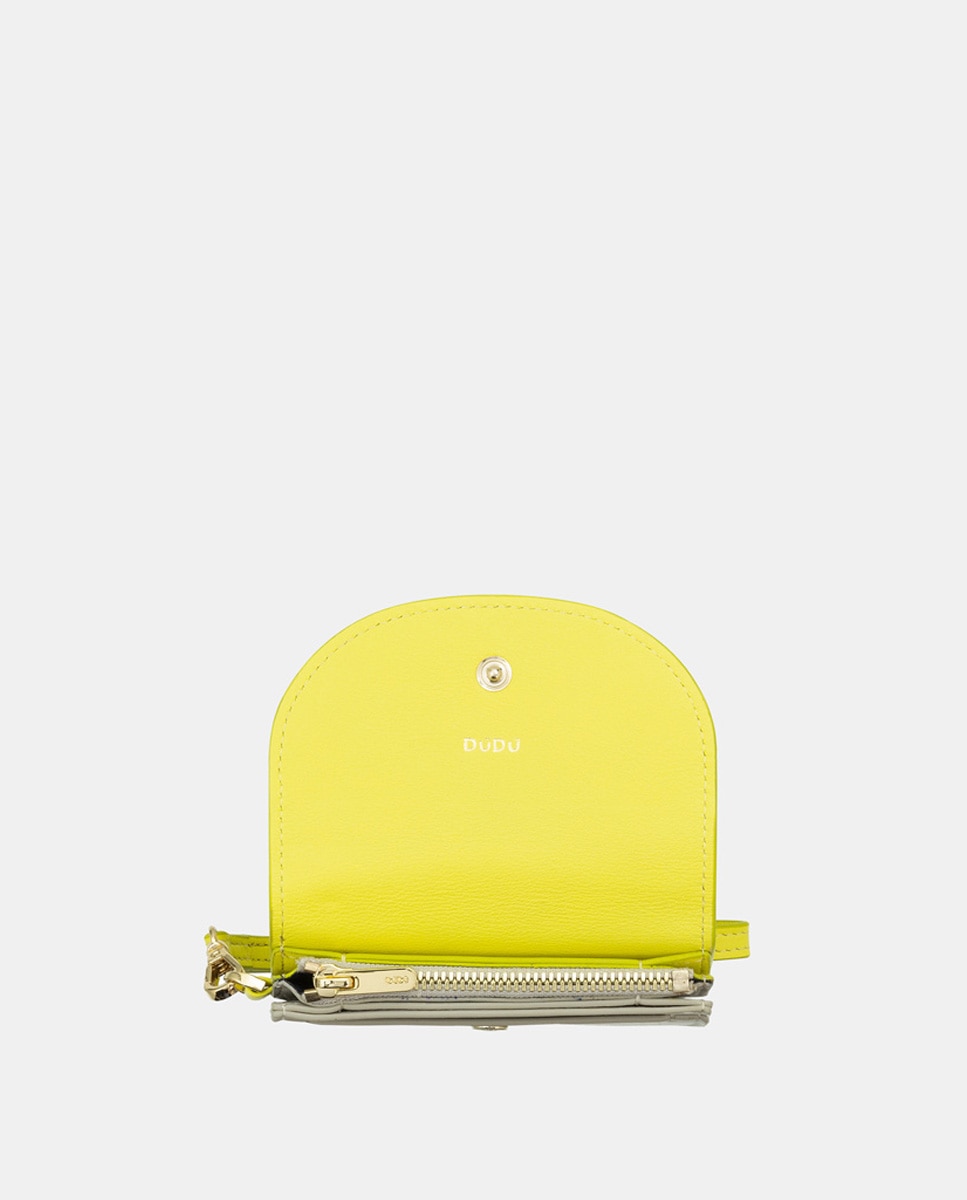 Porta-moedas Pequeno com Aba e Correia - Bordeaux Amarelo-4
