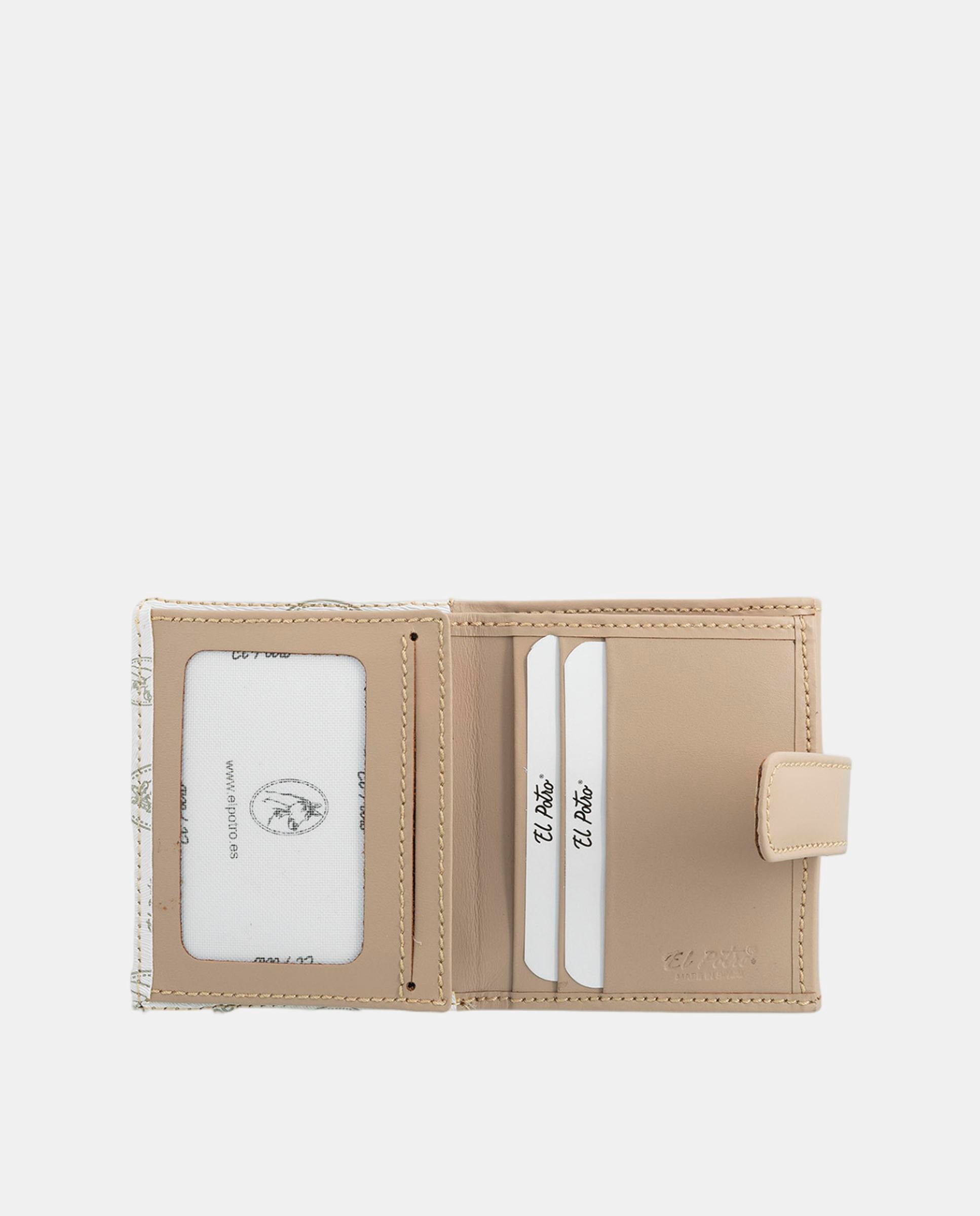 Carteira Pequena em Lona e Pele - Castanho Branco-2