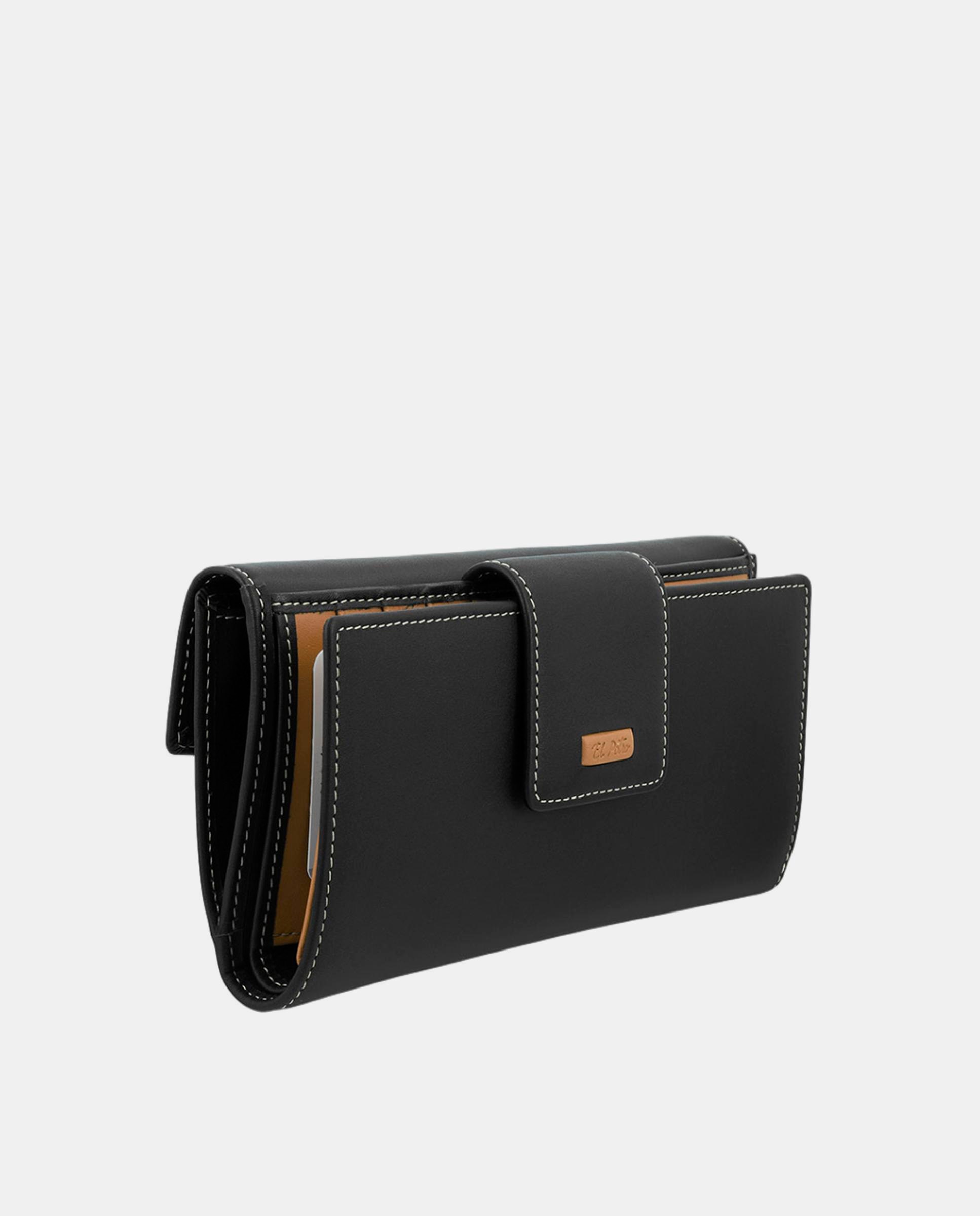 Billetero cartera de señora grande fabricado en piel vacuno - El Potro - Negro Negro-4