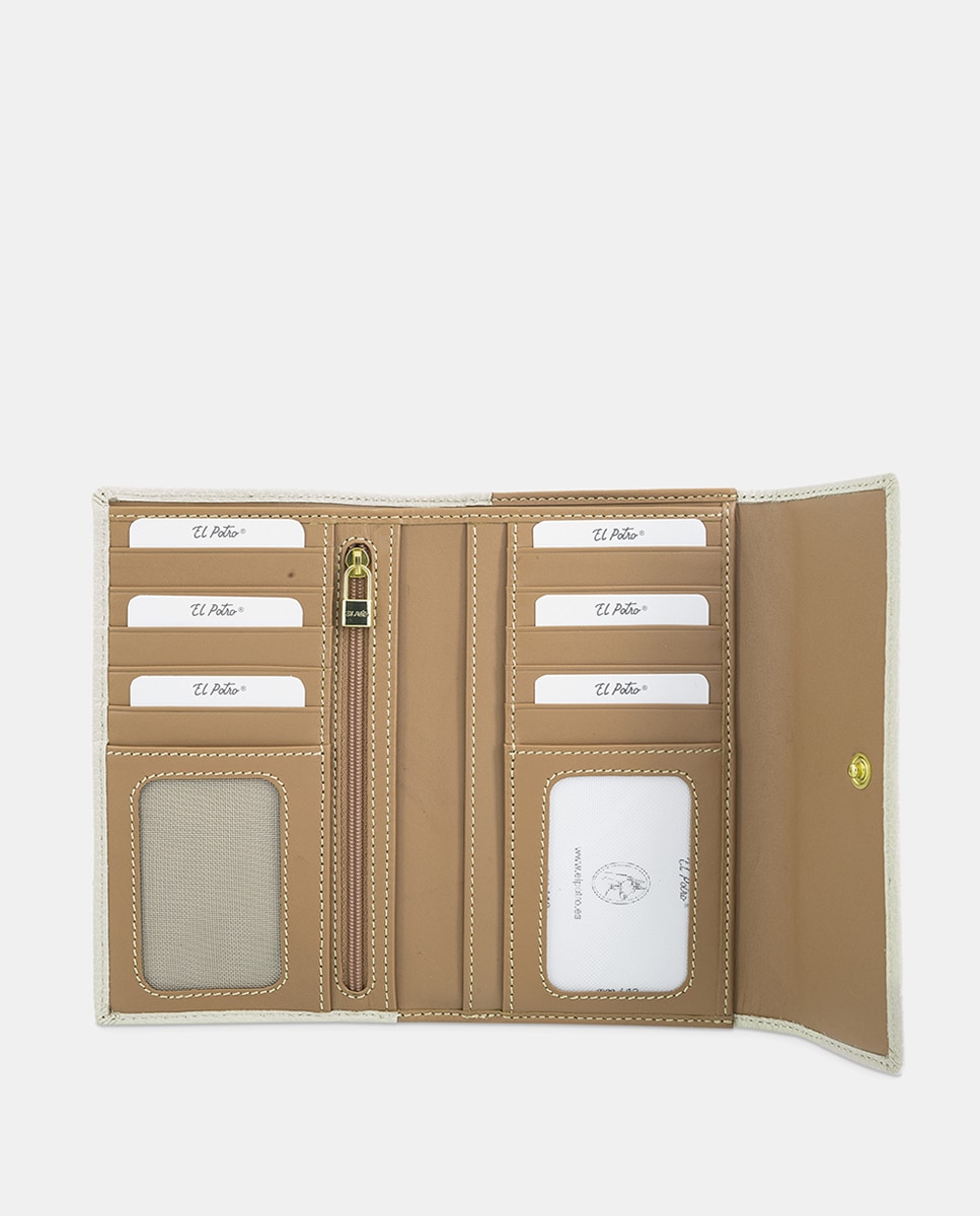 Carteira Fabricada em Pele Bovina Bege-4