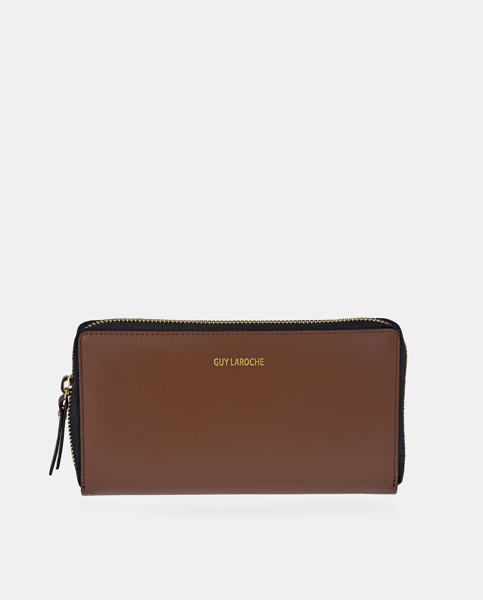 Cartera grande de piel con cremallera - Guy Laroche - Marrón claro Marrón claro-1