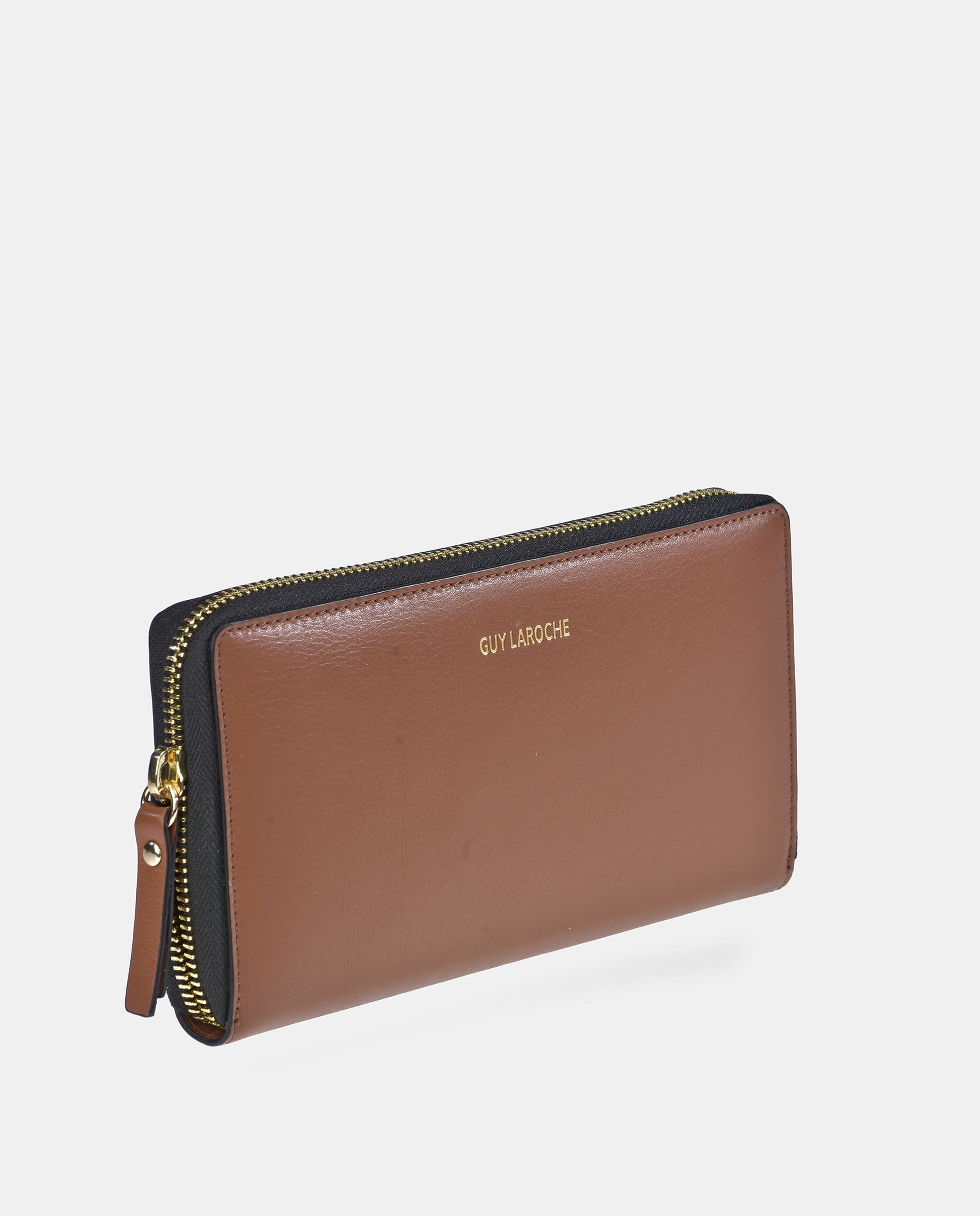 Cartera grande de piel con cremallera - Guy Laroche - Marrón claro Marrón claro-2