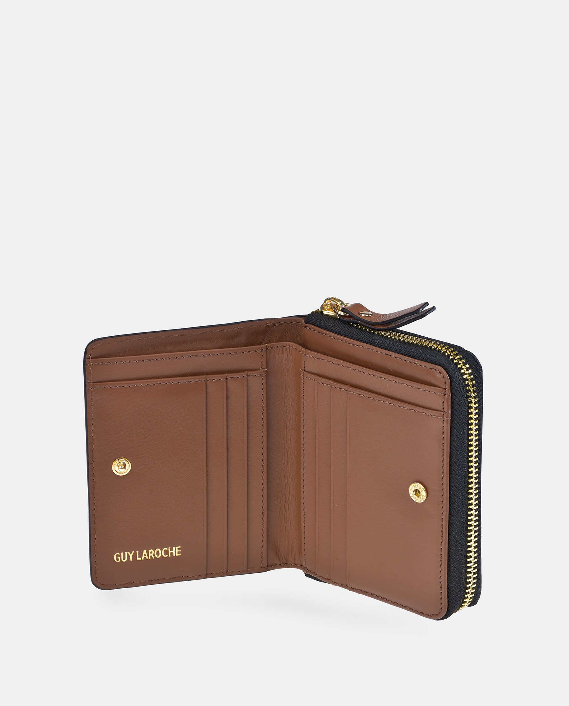 Porta-Moedas Médio com Fecho de Correr e em Pele Castanho-claro-2