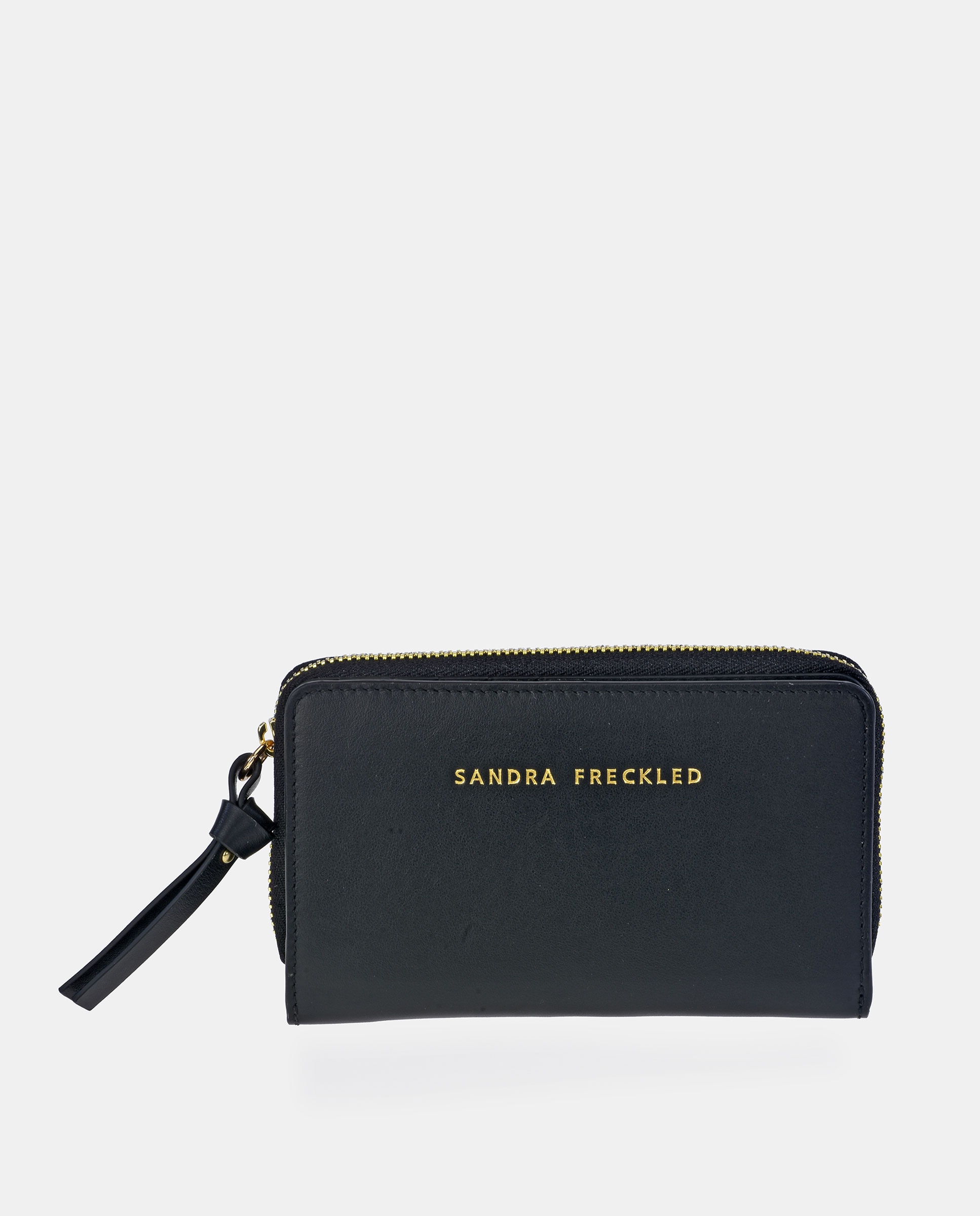 Monedero con cremallera en piel lisa - Sandra Freckled - Negro Negro-1