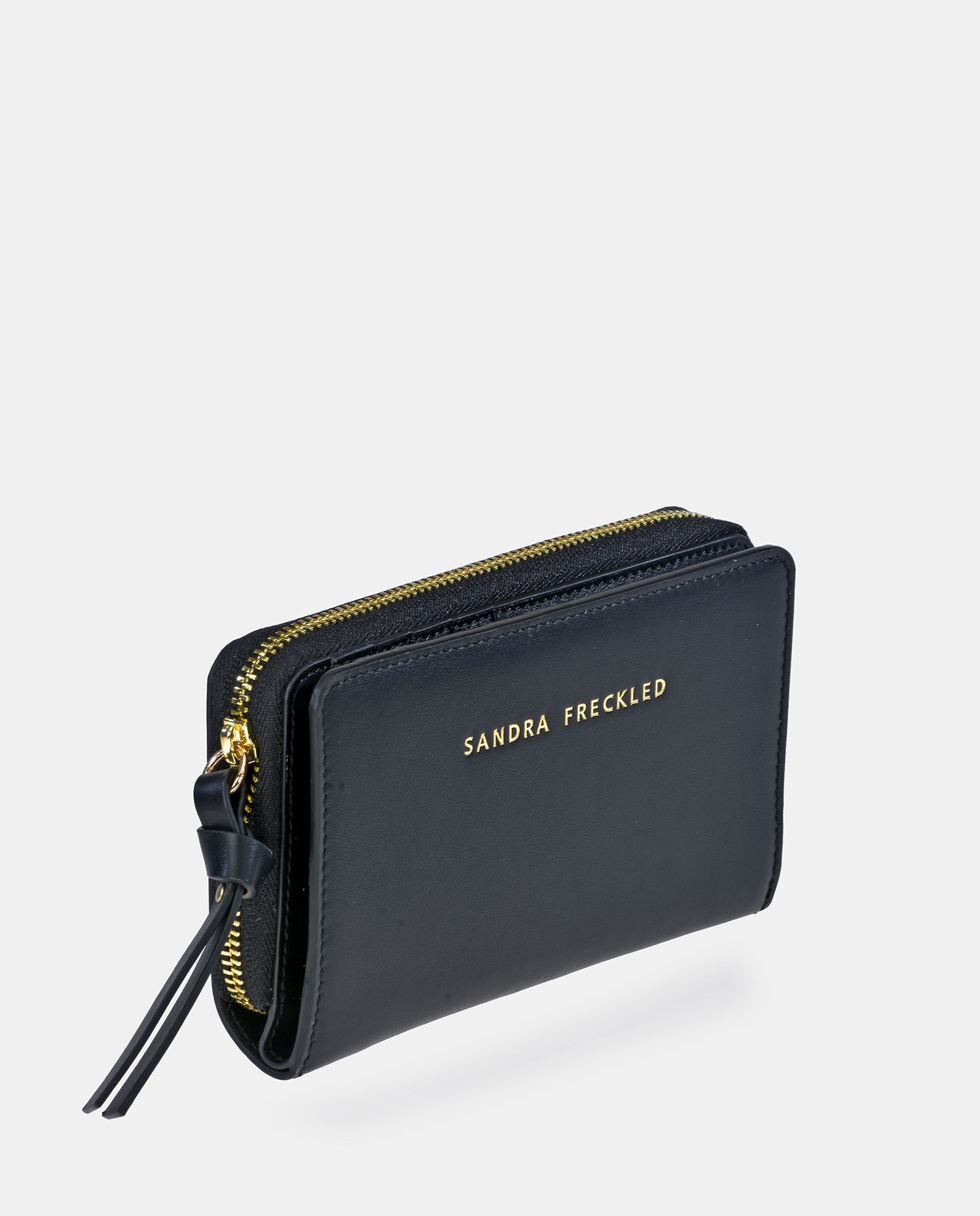 Monedero con cremallera en piel lisa - Sandra Freckled - Negro Negro-2