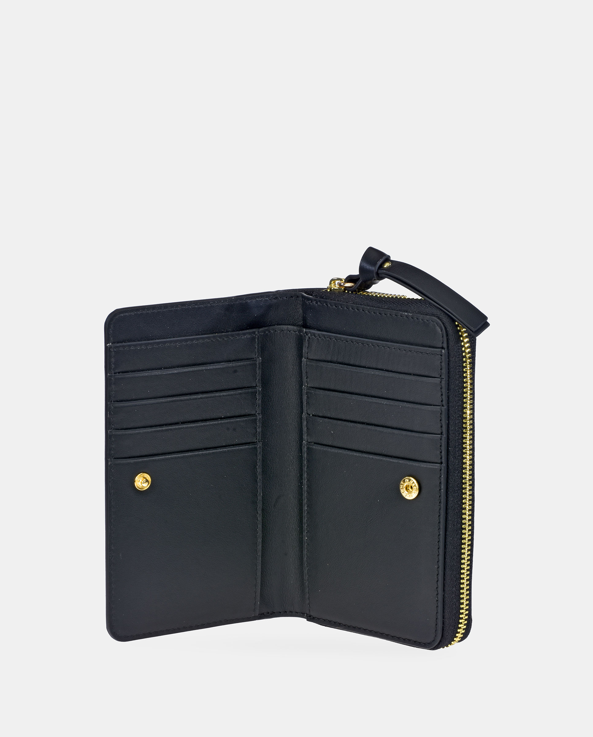 Monedero con cremallera en piel lisa - Sandra Freckled - Negro Negro-4