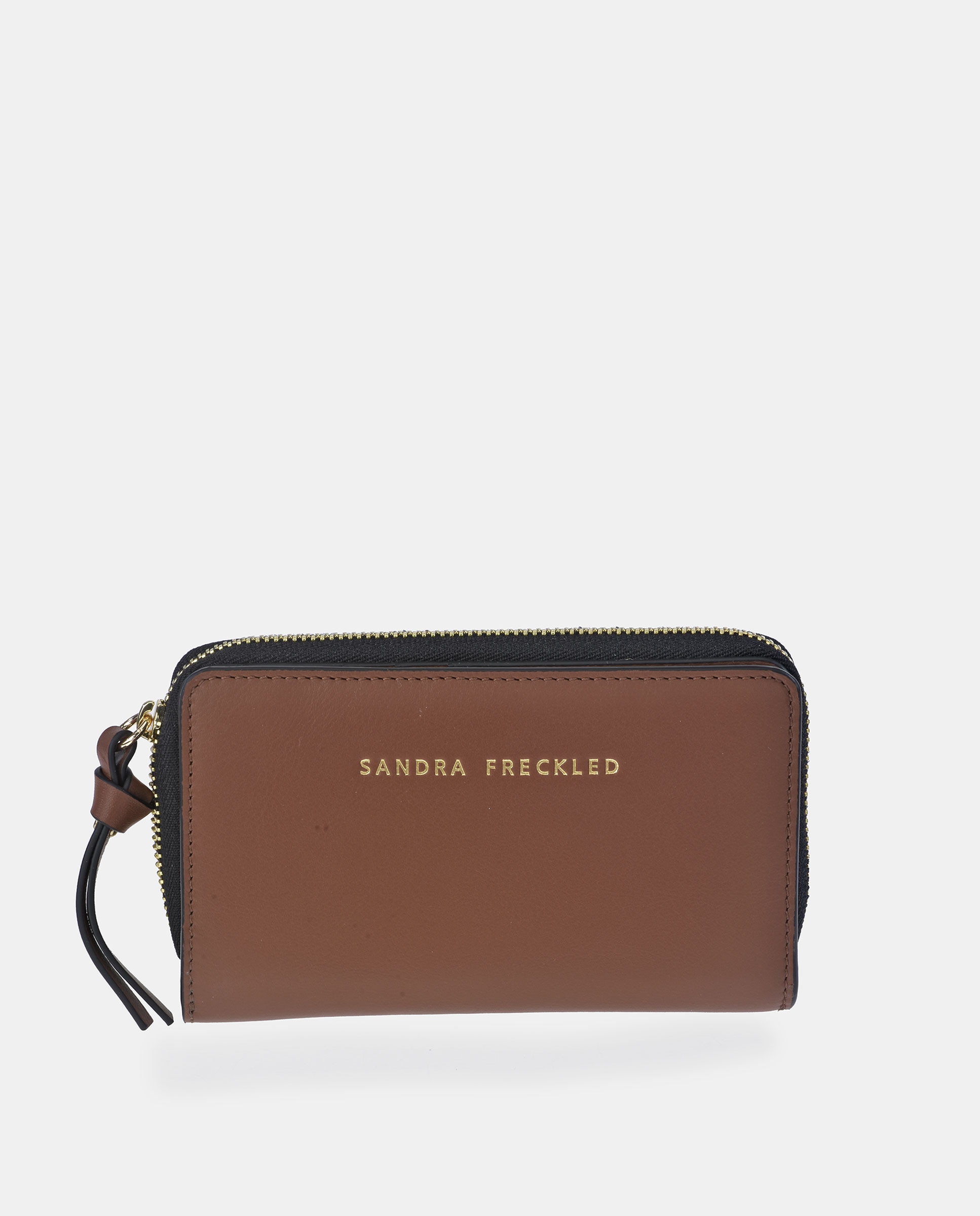 Monedero con cremallera en piel lisa - Sandra Freckled - Blanco Camel-1