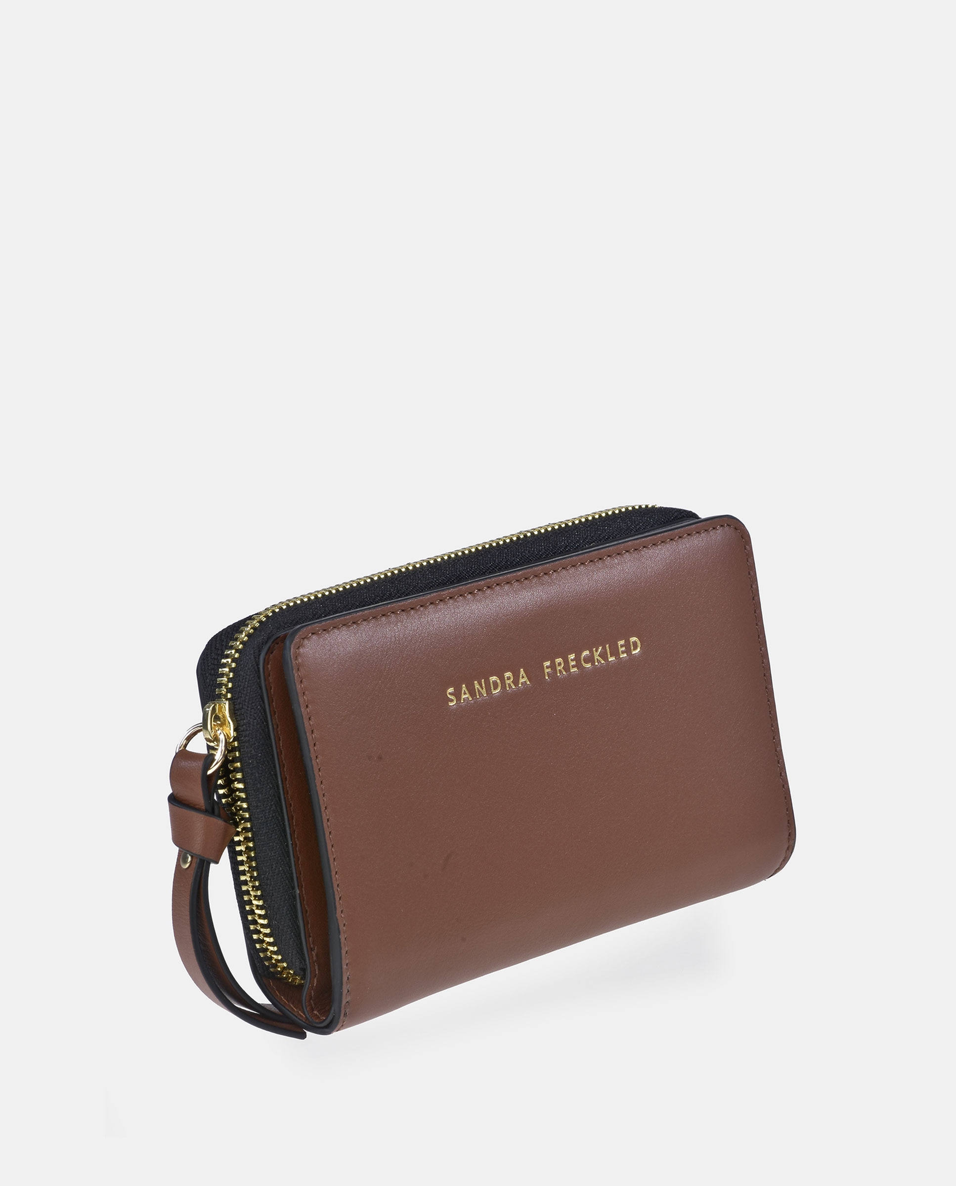 Monedero con cremallera en piel lisa - Sandra Freckled - Blanco Camel-2