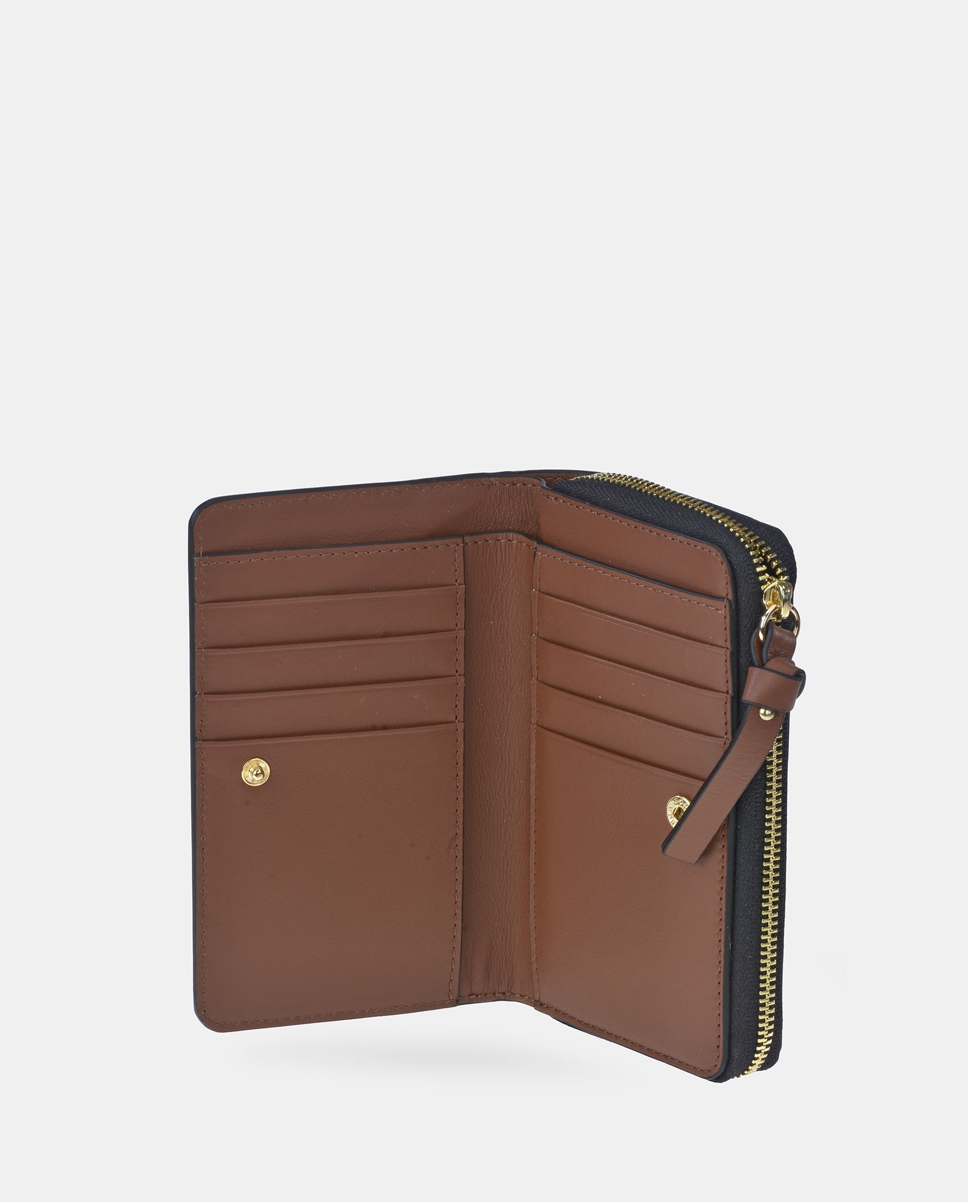 Monedero con cremallera en piel lisa - Sandra Freckled - Blanco Camel-4