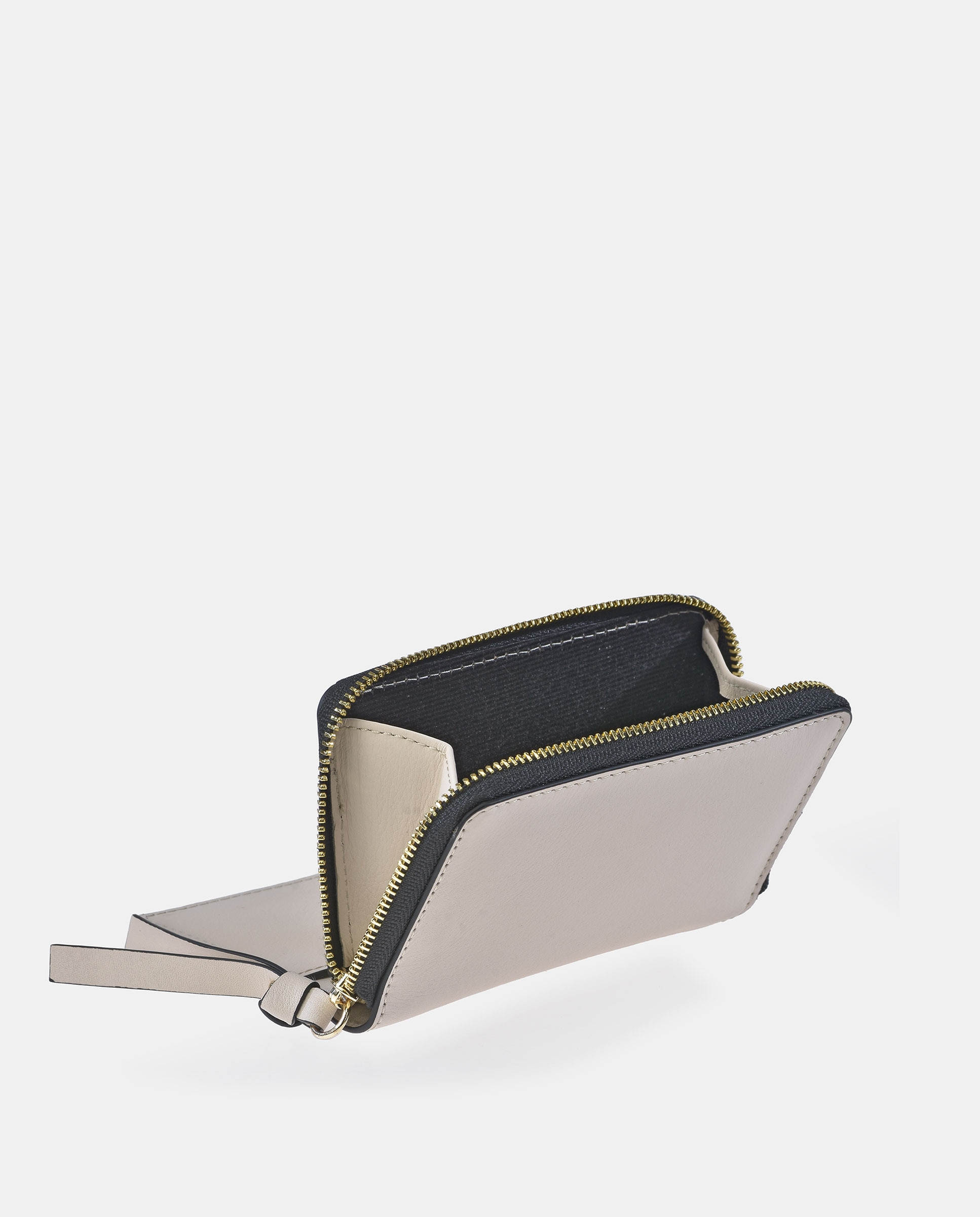 Porta-Moedas Pequeno em Pele Lisa com Fecho de Correr Branco-3